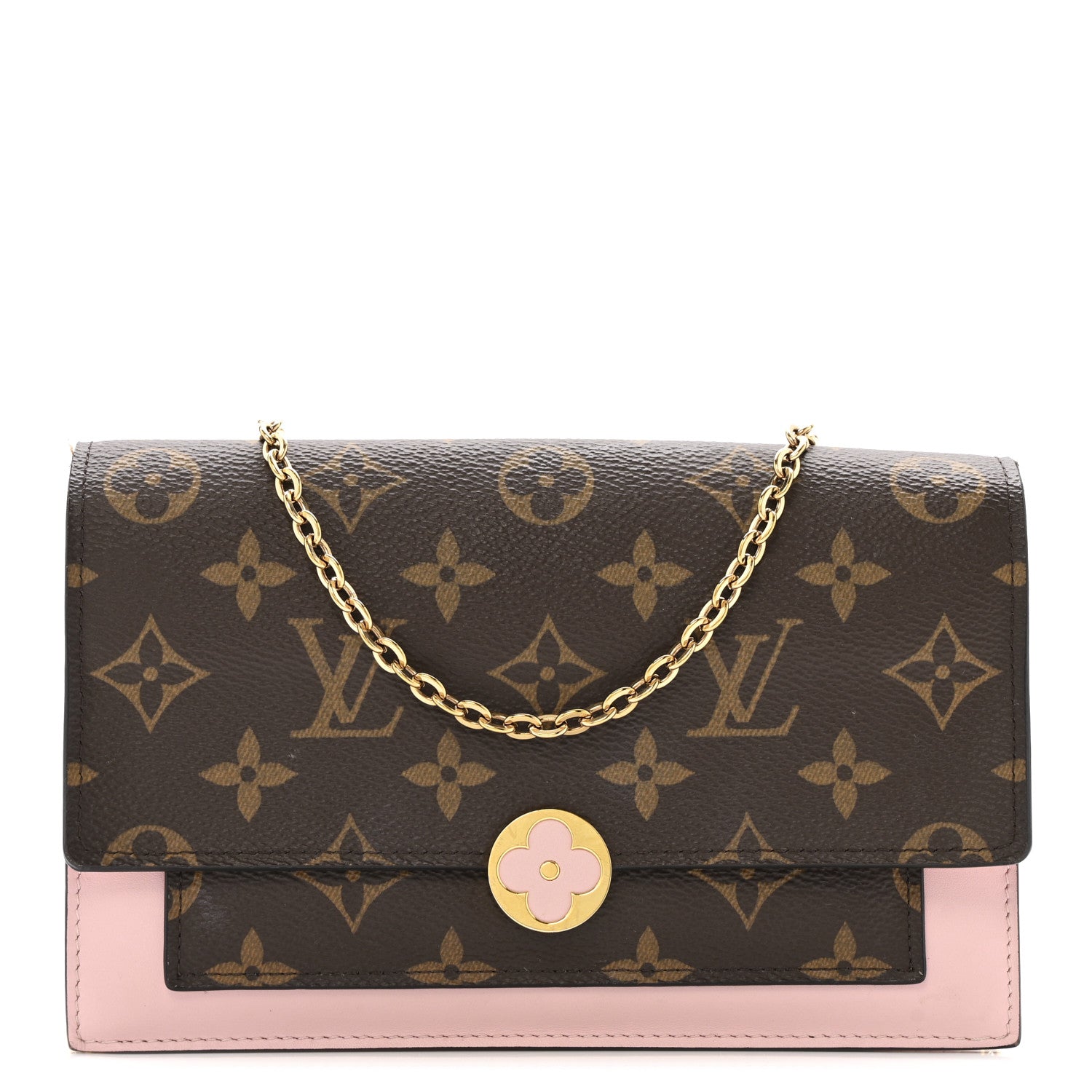 Louis Vuitton Monogram Flore Chain Wallet Rose Ballerine 1 of 17