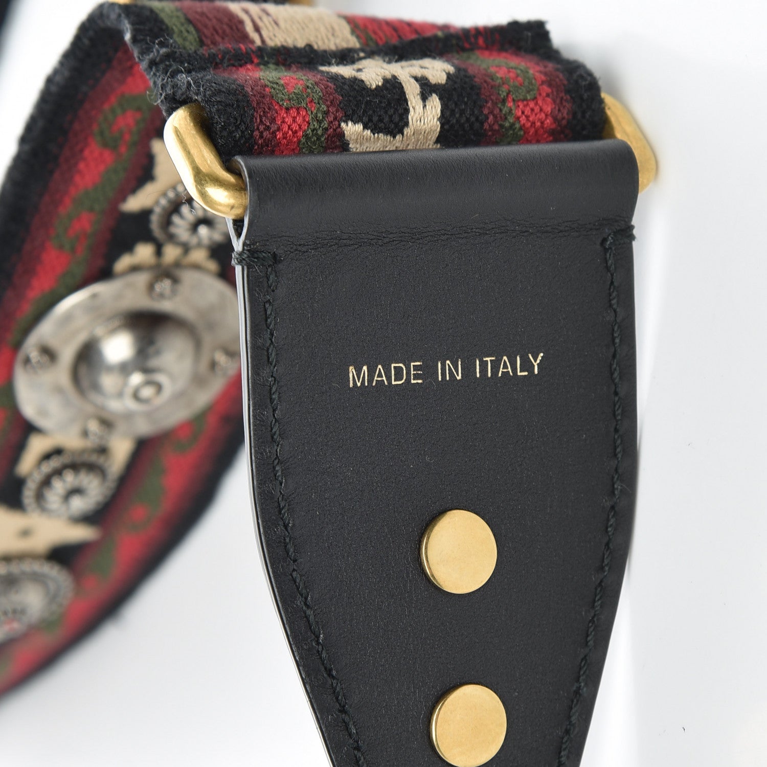 Christian Dior Canvas Embroidered Studded Bohemian Shoulder Strap Red 3 of 5