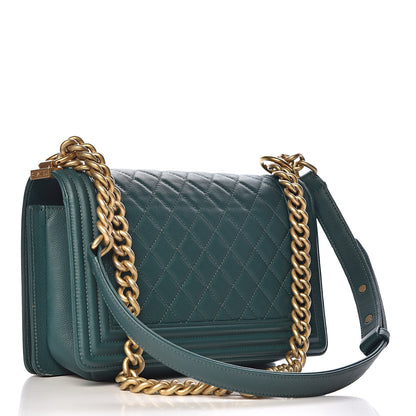Chanel Caviar Quilted Medium Boy Flap Green 3 of 15
