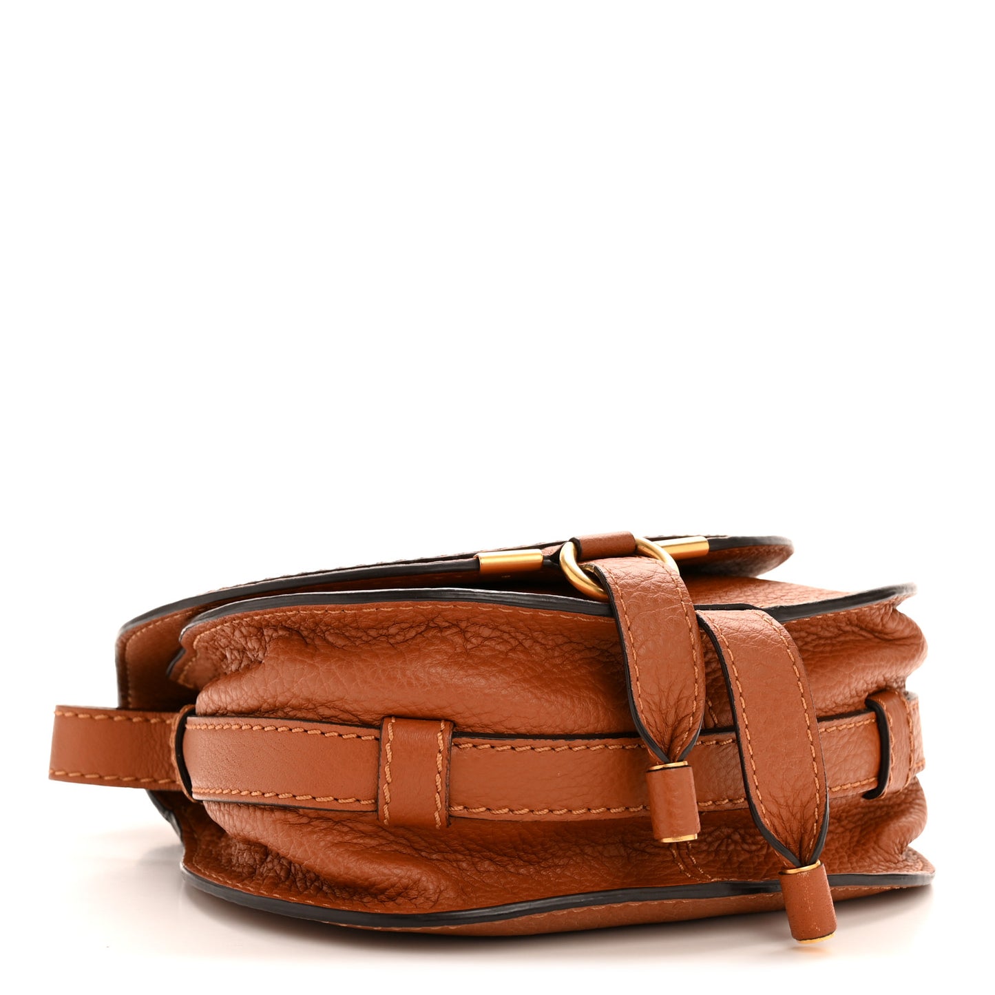 Calfskin Mini Marcie Round Crossbody Bag Tan