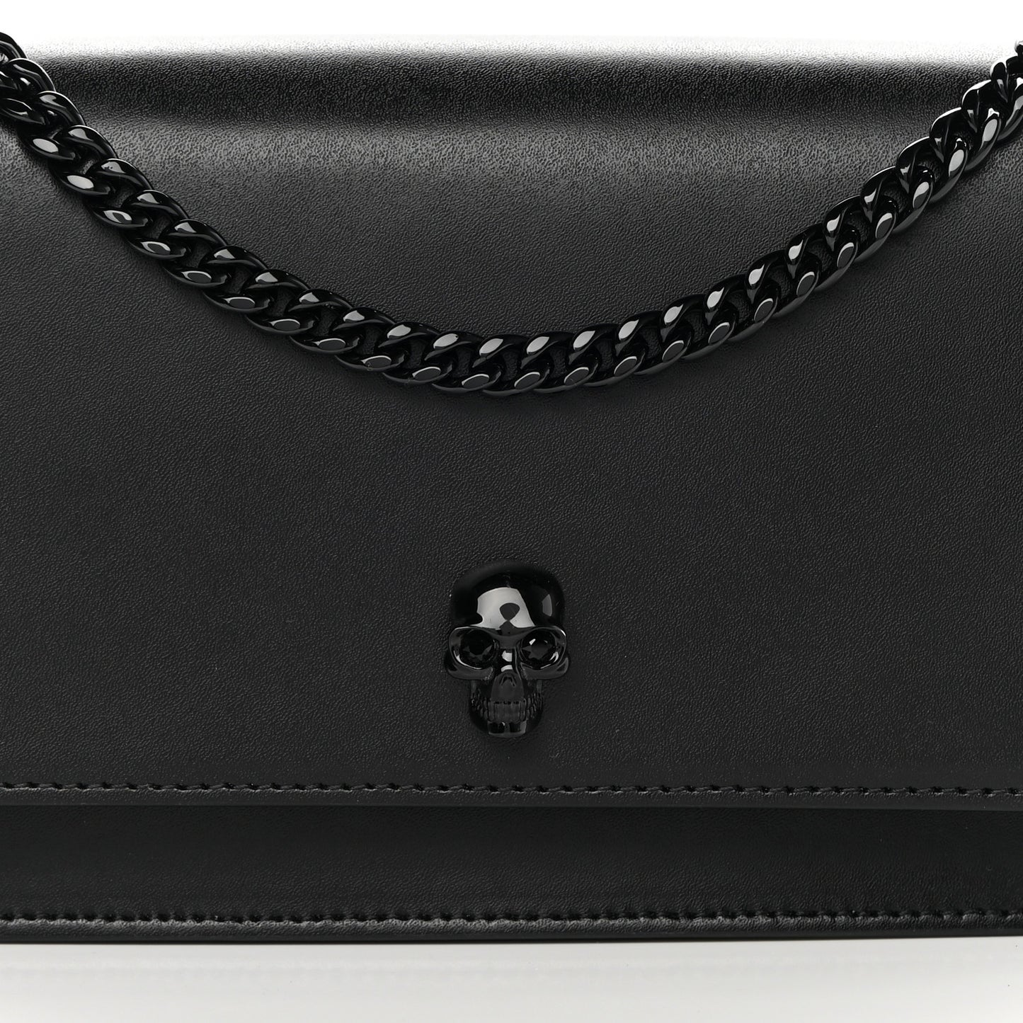 Calfskin Mini Skull Chain Crossbody Bag Black