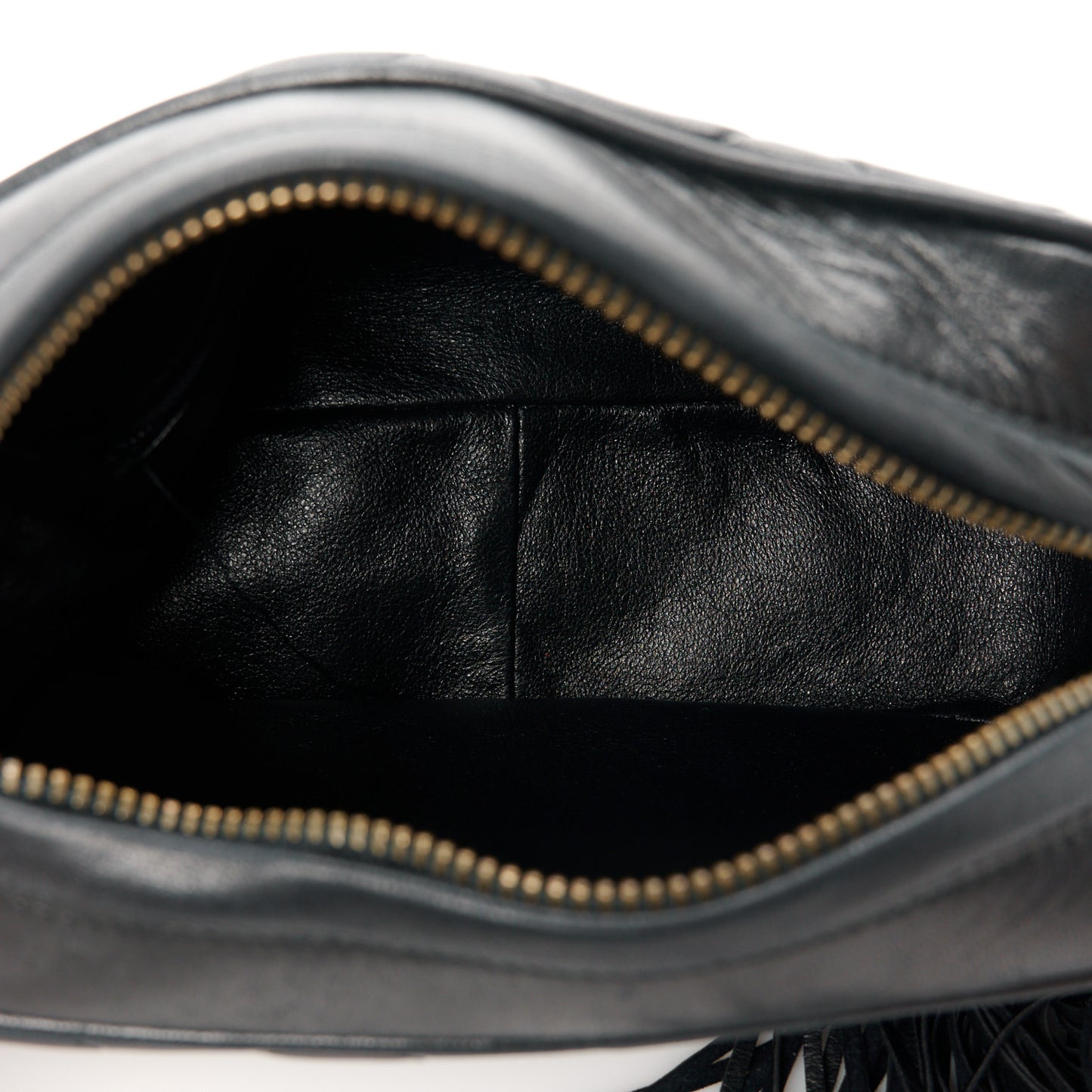Lambskin Quilted Tassel Flap Camera Case Black