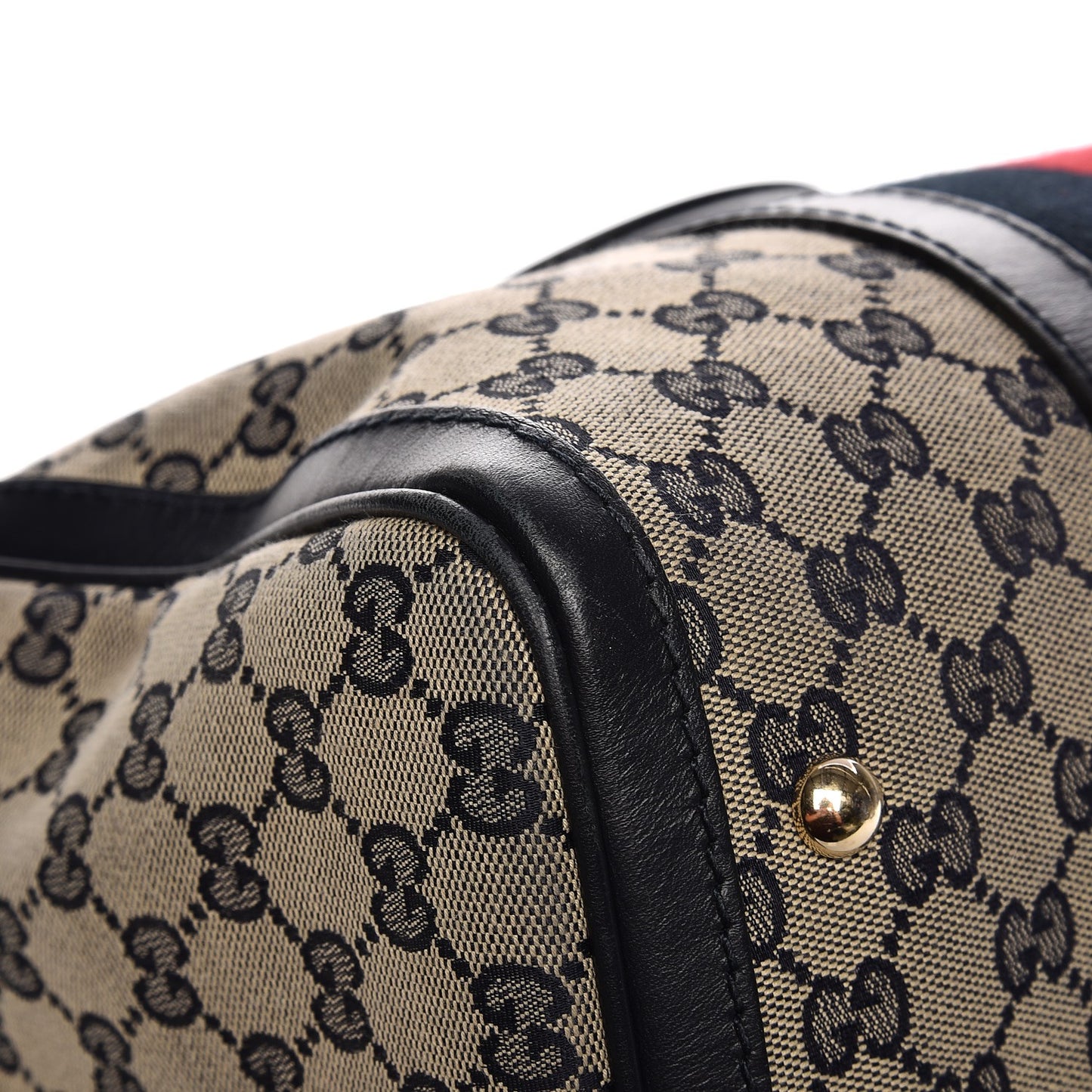 Monogram Selleria Calfskin Vintage Web Medium Boston Beige Blue