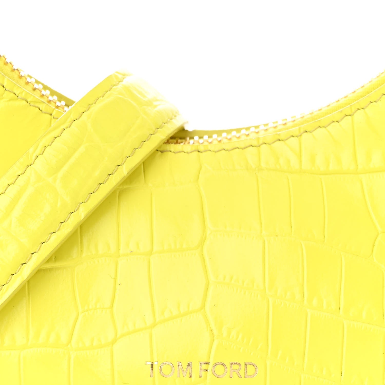 Tom Ford Calfskin Crocodile Embossed Mini Bianca Hobo Acid Yellow 8 of 12