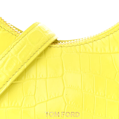 Tom Ford Calfskin Crocodile Embossed Mini Bianca Hobo Acid Yellow 8 of 12