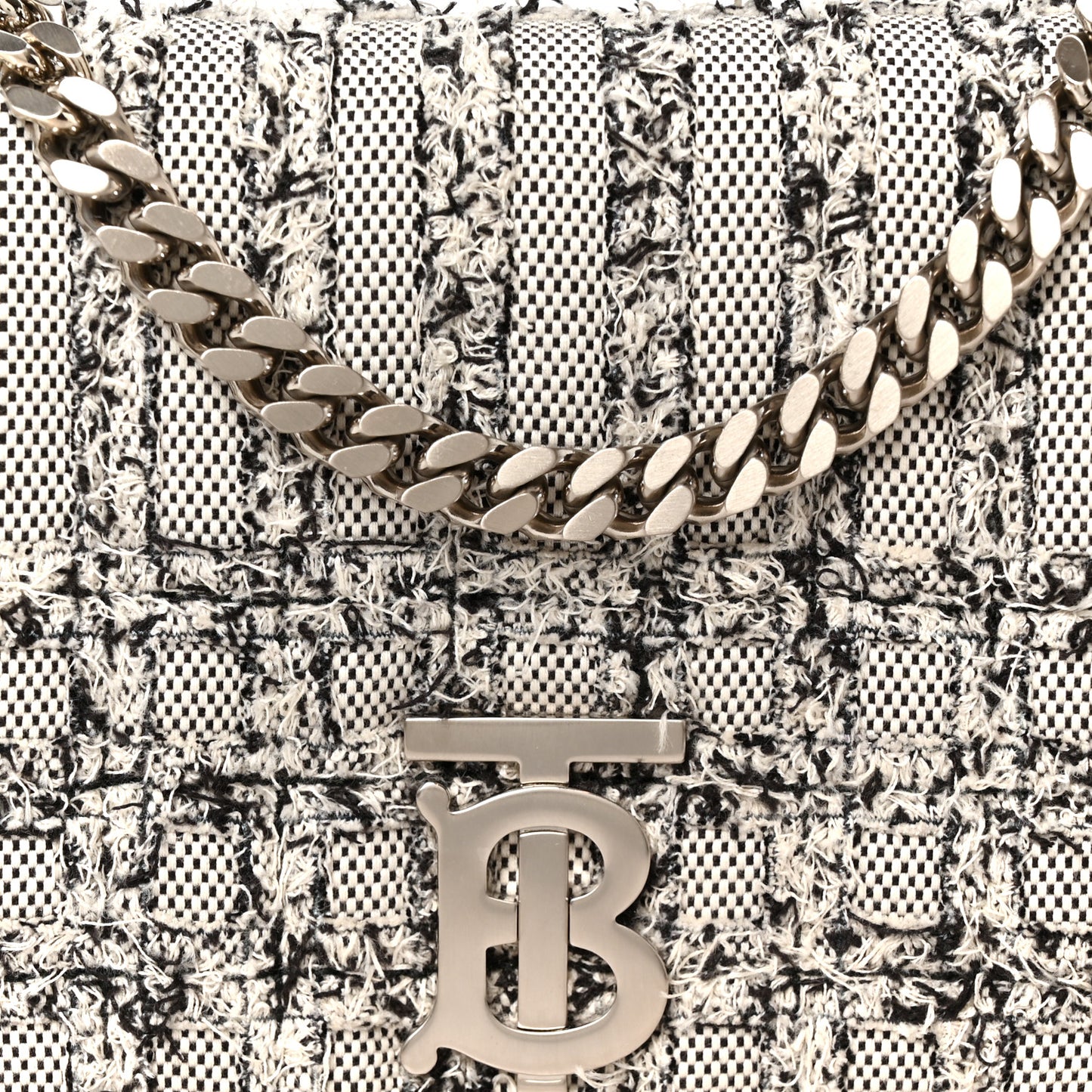 Lambskin Needle Punch Quilted Check Small Lola Bag White Black