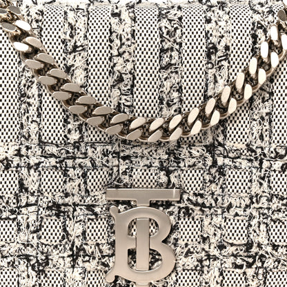Burberry Lambskin Needle Punch Quilted Check Small Lola Bag White Black 8 of 10