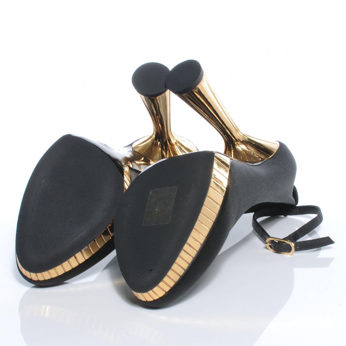 Satin Plateau Pumps 40 Black Gold