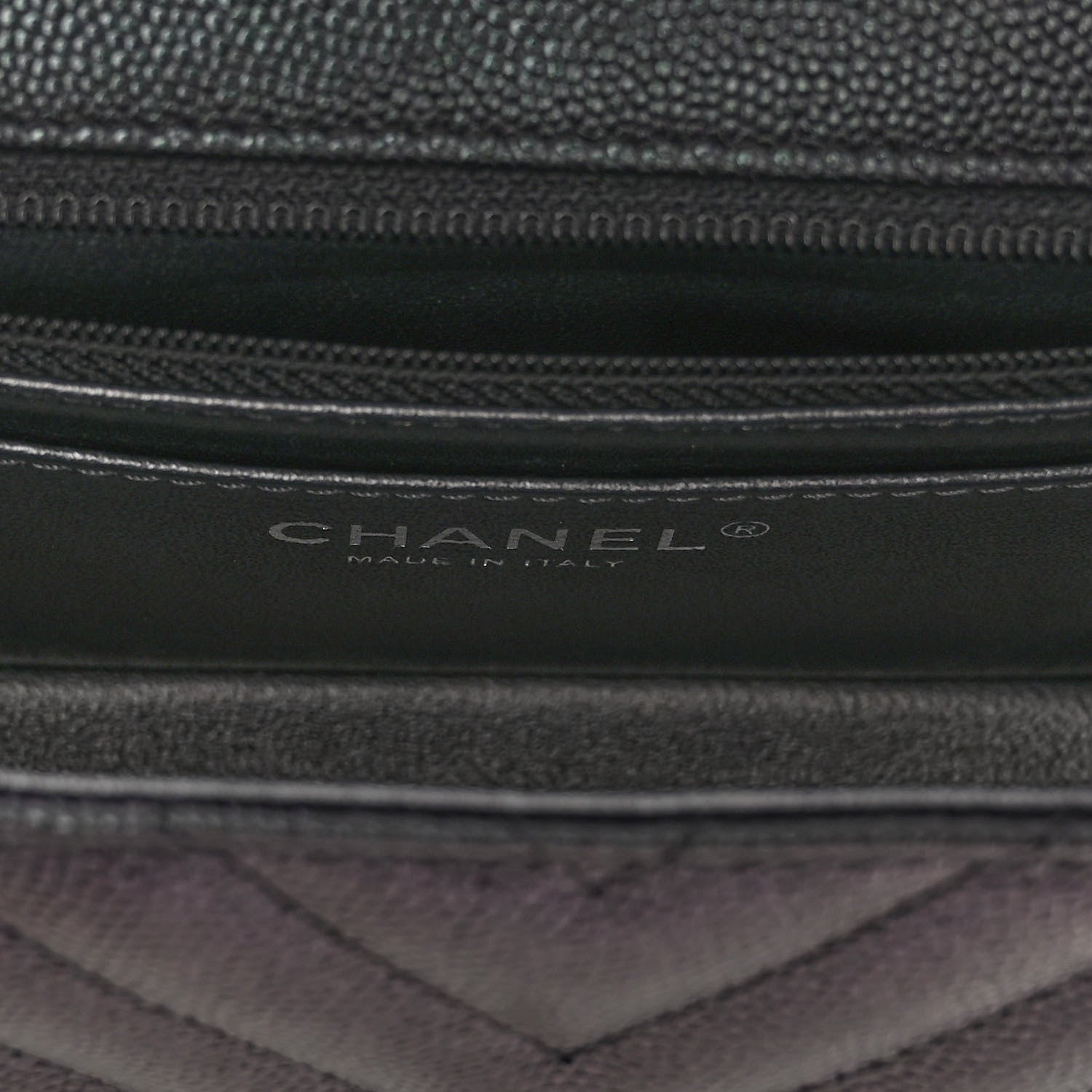 Chanel Iridescent Caviar Chevron Quilted Mini Rectangular Flap Black 6 of 10