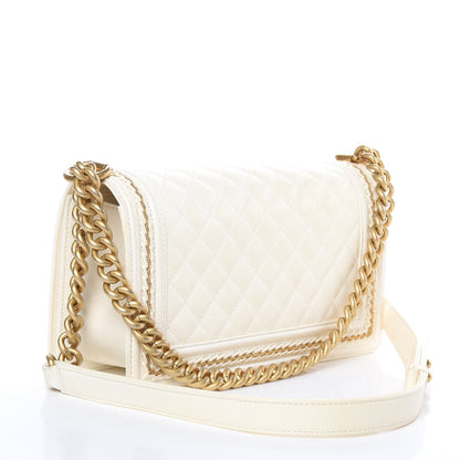 Chanel Lambskin Quilted Medium Chain Detail Boy Flap White 3 of 17