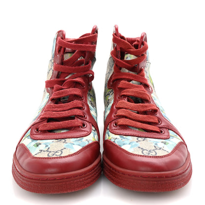 Gucci GG Supreme Monogram Blooms Womens High Top Sneakers 36.5 Beige Blue Navy Red 3 of 9
