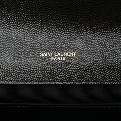 Saint Laurent Grain De Poudre Textured Mixed Matelasse Triquilt Monogram Clutch Black 7 of 14