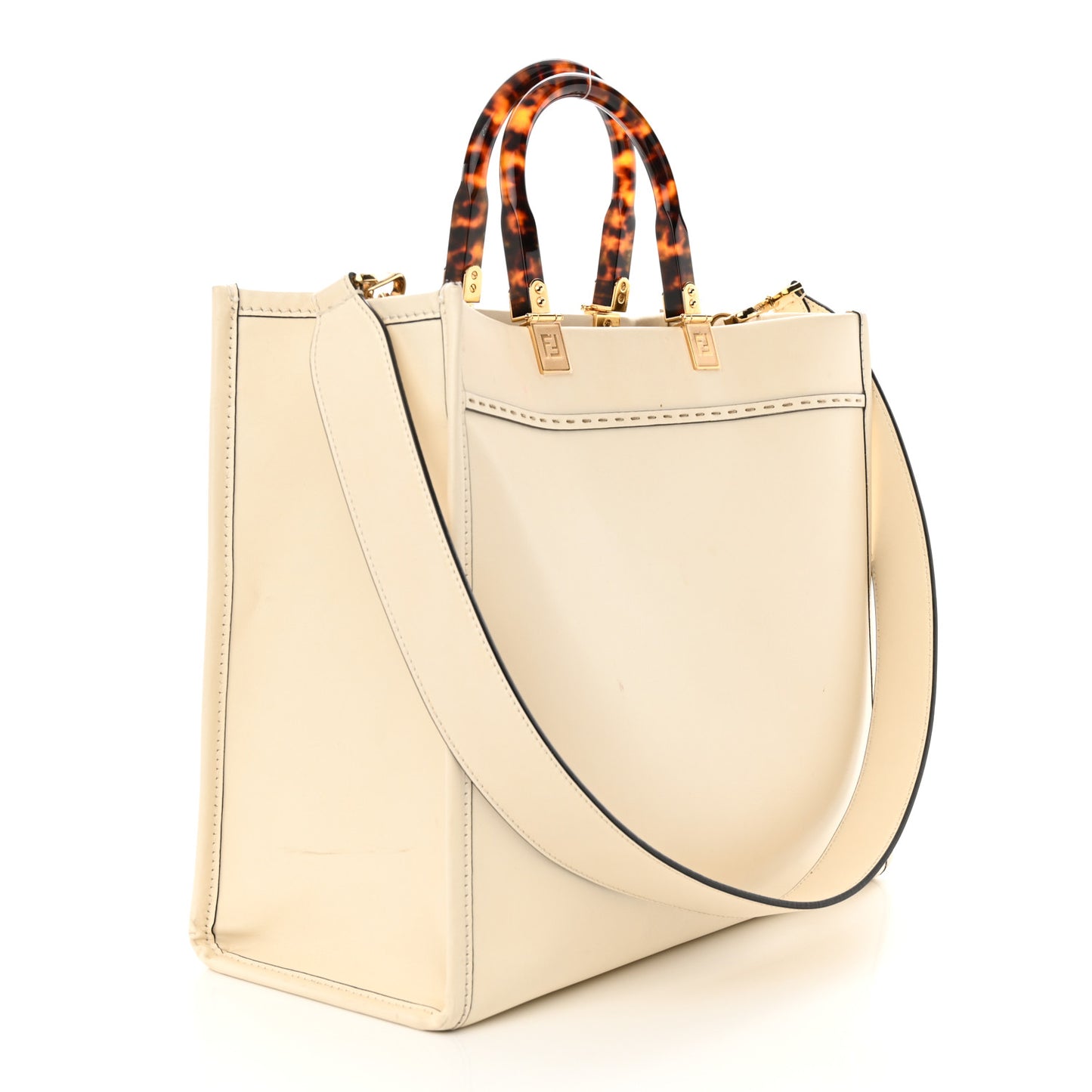 Vitello King Plexiglass Medium Fendi Sunshine Shopper Tote White Ice