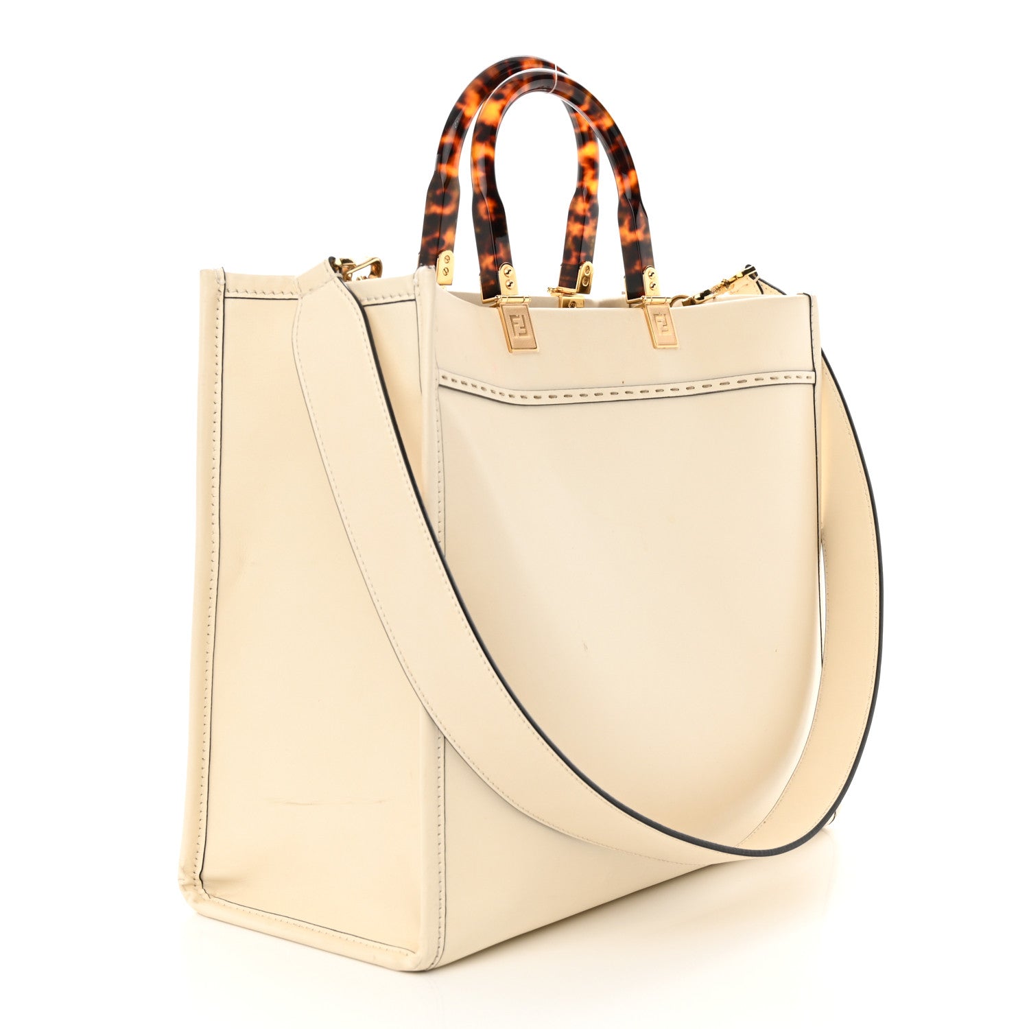 Fendi Vitello King Plexiglass Medium Fendi Sunshine Shopper Tote White Ice 3 of 20