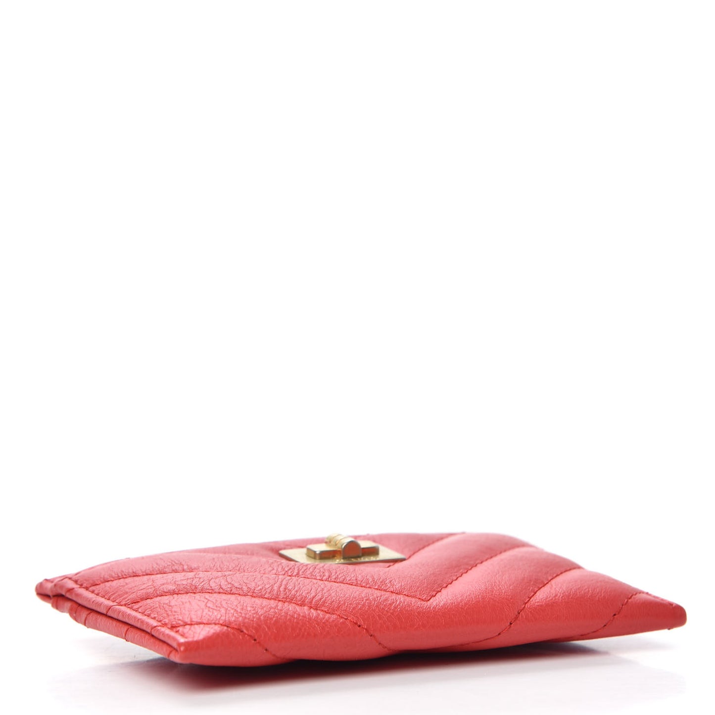 Sheepskin Chevron Quilted Reissue Card Holder Red