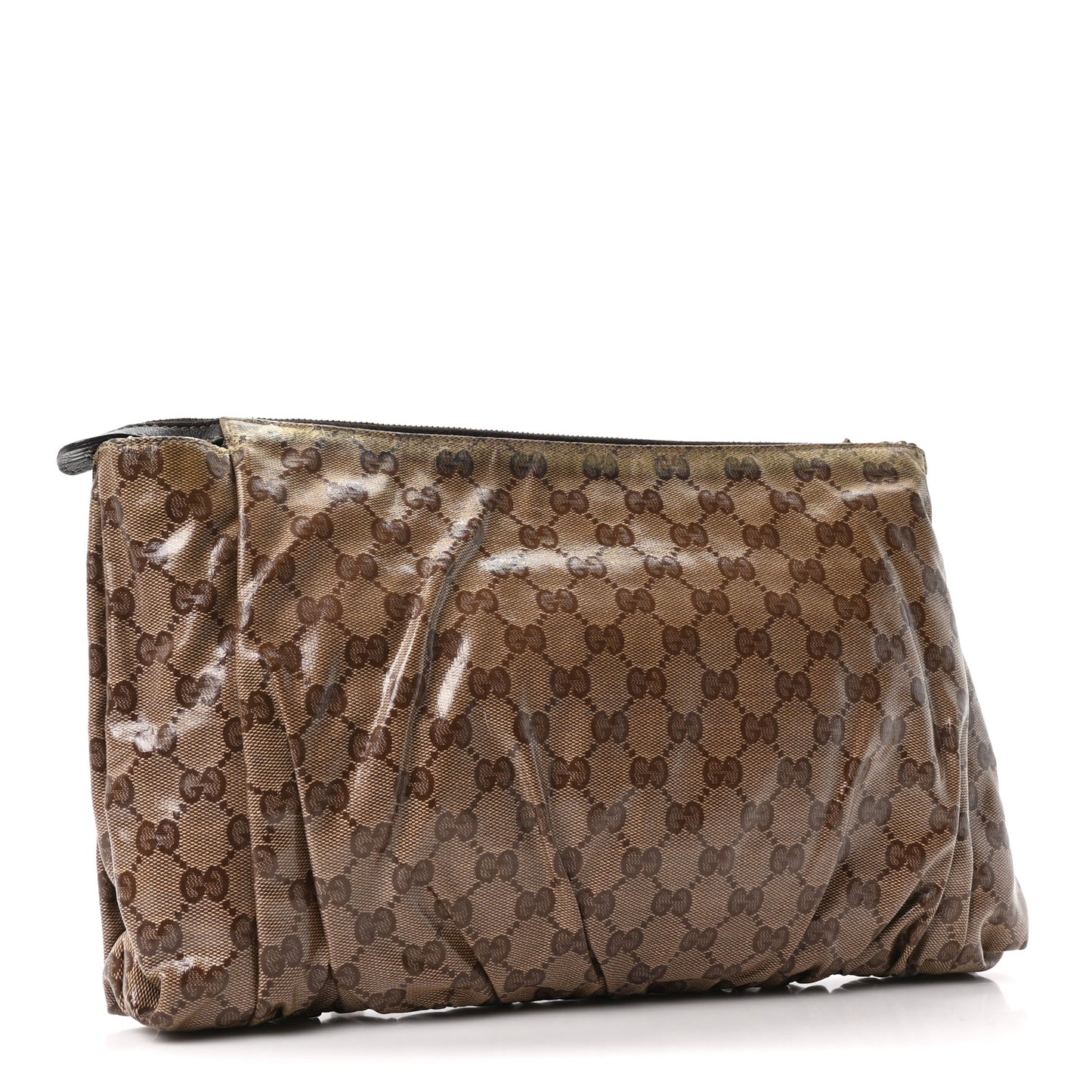 Crystal Monogram Large Hysteria Clutch Brown