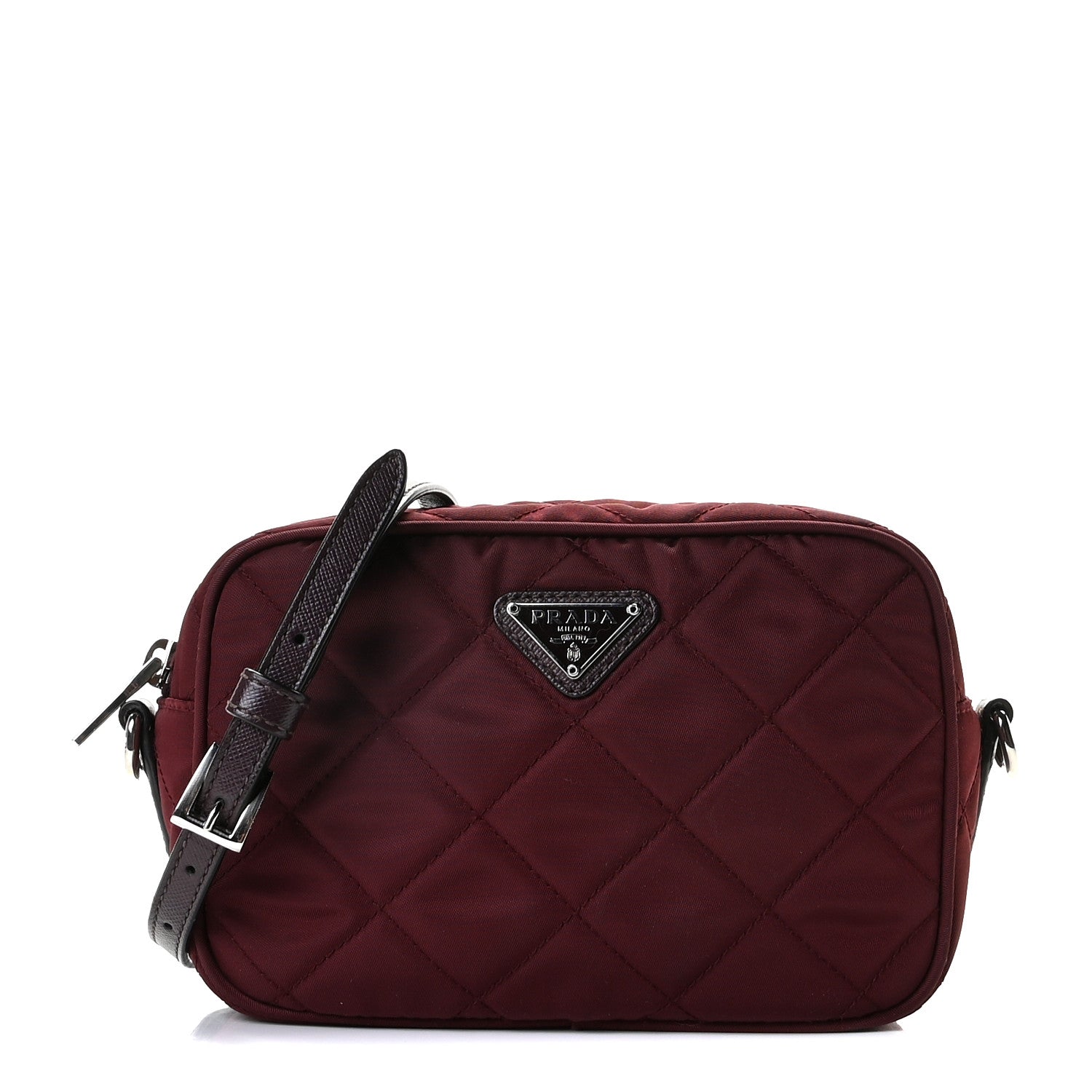 Prada Nylon Tessuto Impuntu Quilted Crossbody Bag Granato 1 of 7