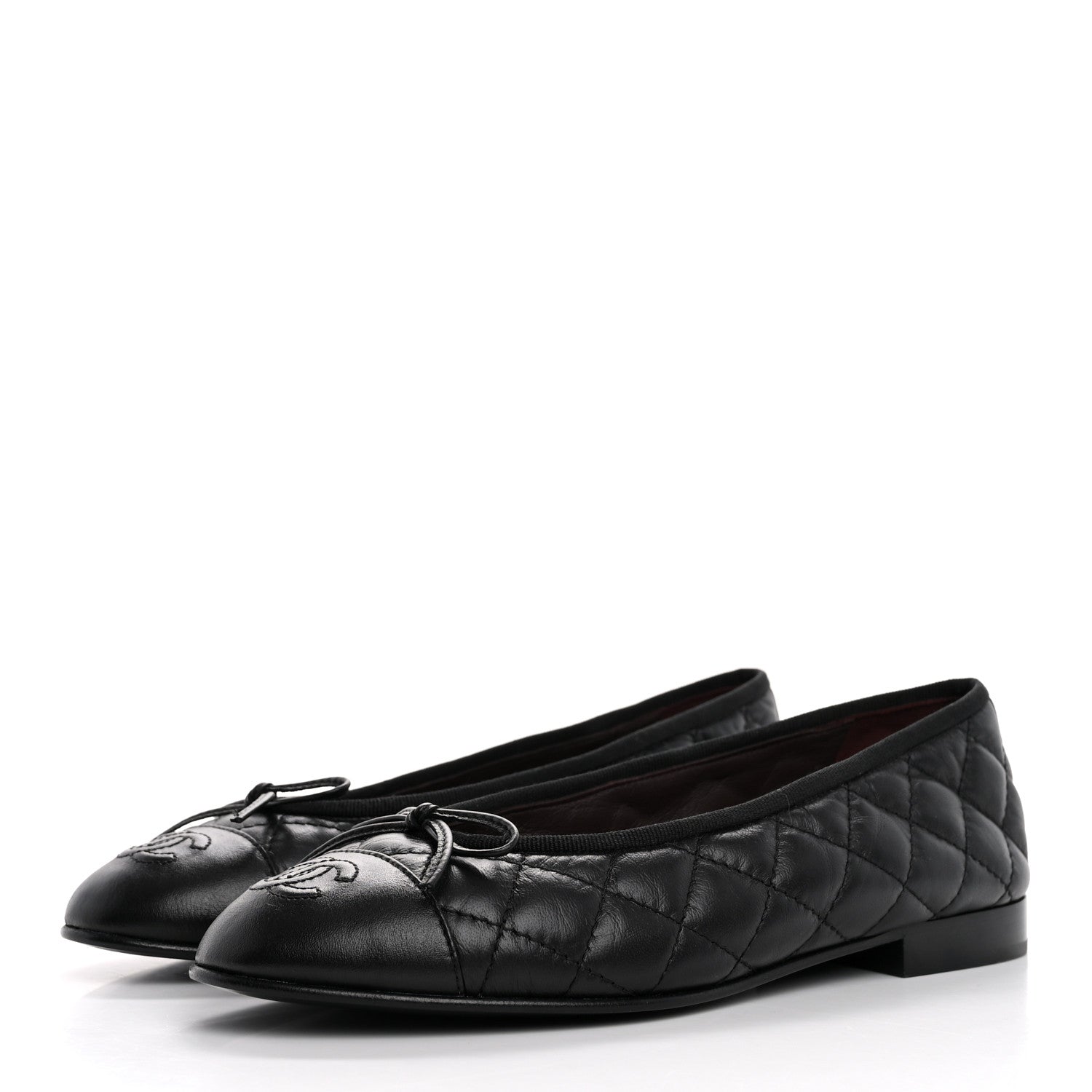 Chanel Aged Calfskin Quilted CC Cap Toe Ballerina Flats 36.5 Black 4 of 11