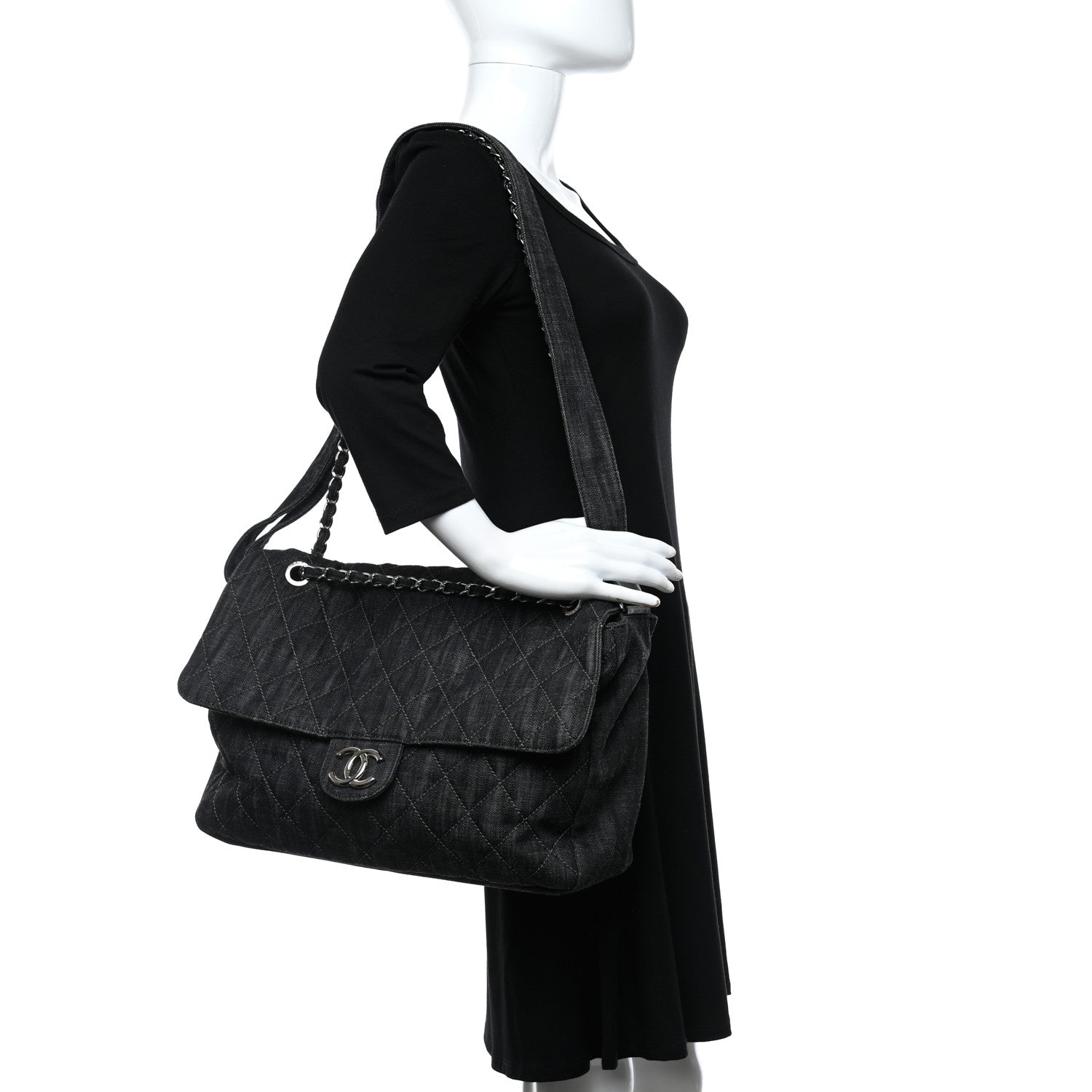 Chanel Denim Quilted Stretch Spirit Messenger Bag 2 of 9