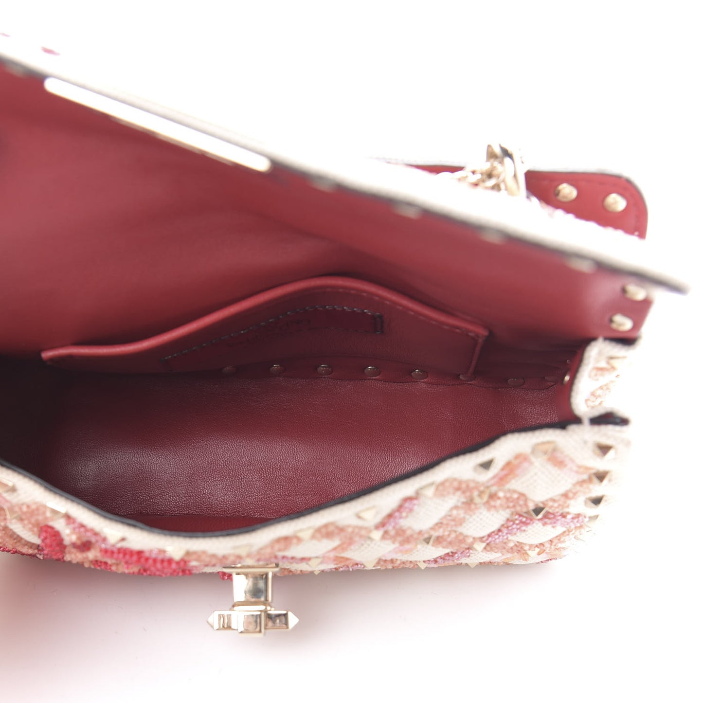 Canvas Beaded Small Rockstud Spike Shoulder Bag Multicolor