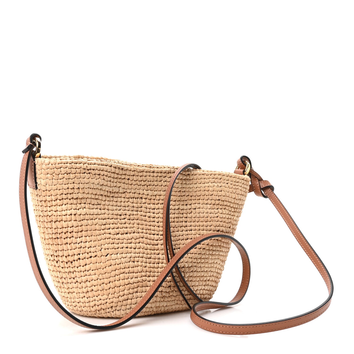 Loewe Calfskin Raffia Slit Pochette Bag Natural Tan 3 of 11