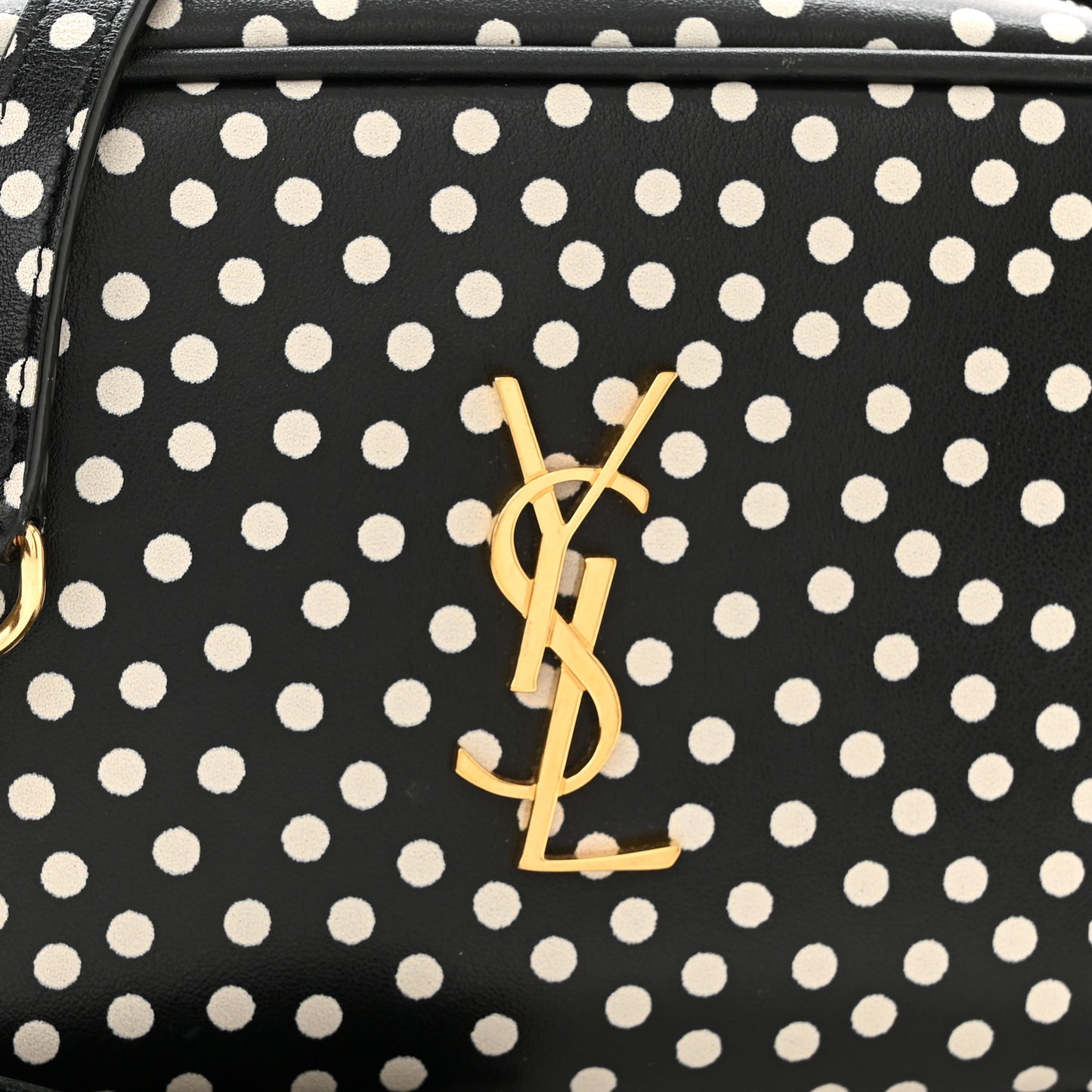 Calfskin Printed Polka Dot Mini Lou Camera Bag Black Crema Soft