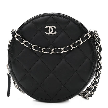 Chanel Lambskin Quilted Round Clutch With Chain Black 1 of 10