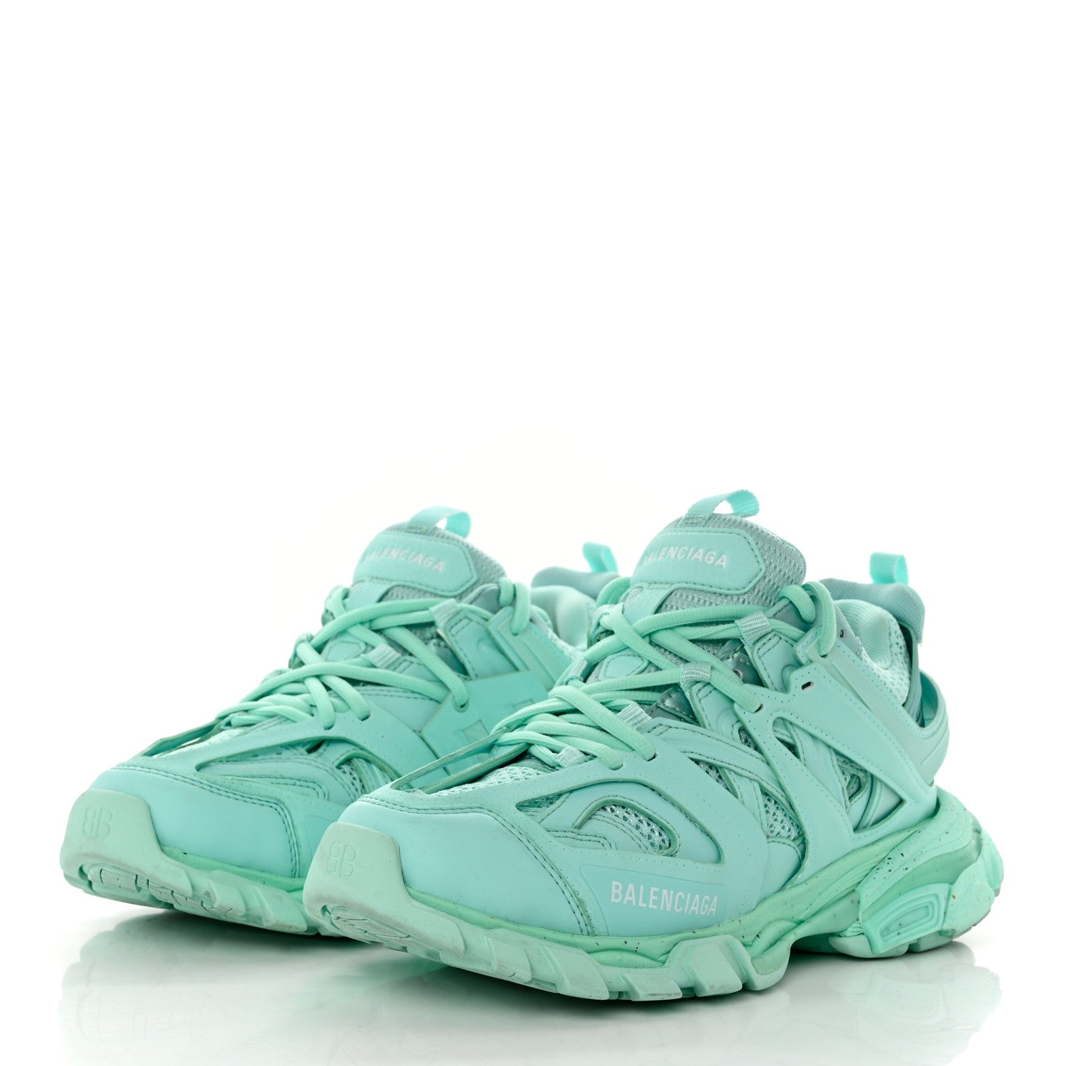 Balenciaga Rubber Mesh Fabric Monocolor Recycled Sole Womens Track Sneakers 38 Mint 3 of 9