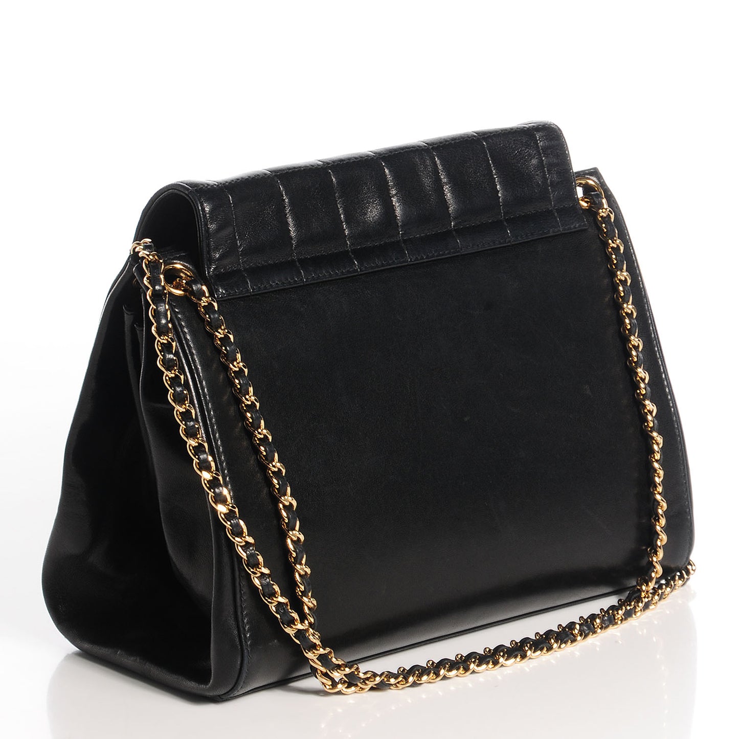 Lambskin Chocolate Bar Accordion Mademoiselle Flap Black