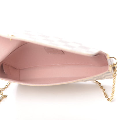 Louis Vuitton Damier Azur Pochette Felicie Chain Wallet Rose Ballerine 6 of 12