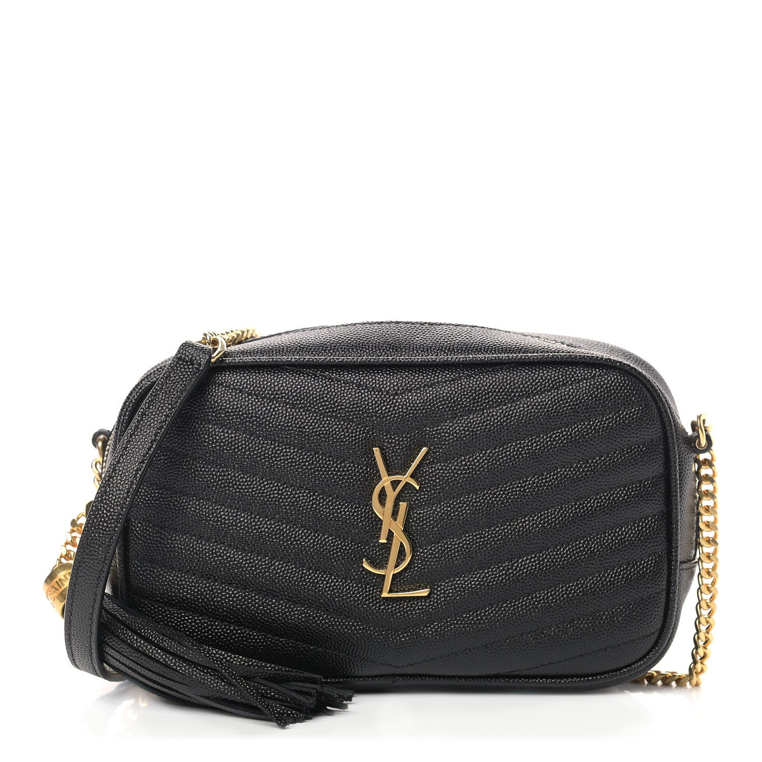 Saint Laurent Grain De Poudre Matelasse Monogram Mini Lou Camera Bag Black 1 of 9