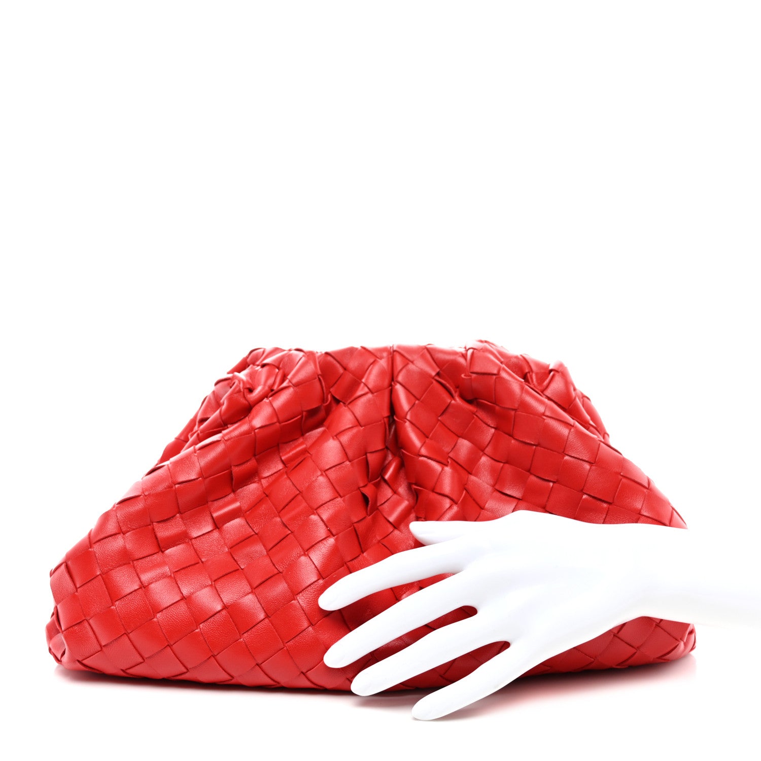 Bottega Veneta Nappa Maxi Intrecciato The Pouch Oversized Clutch Bright Red 2 of 8