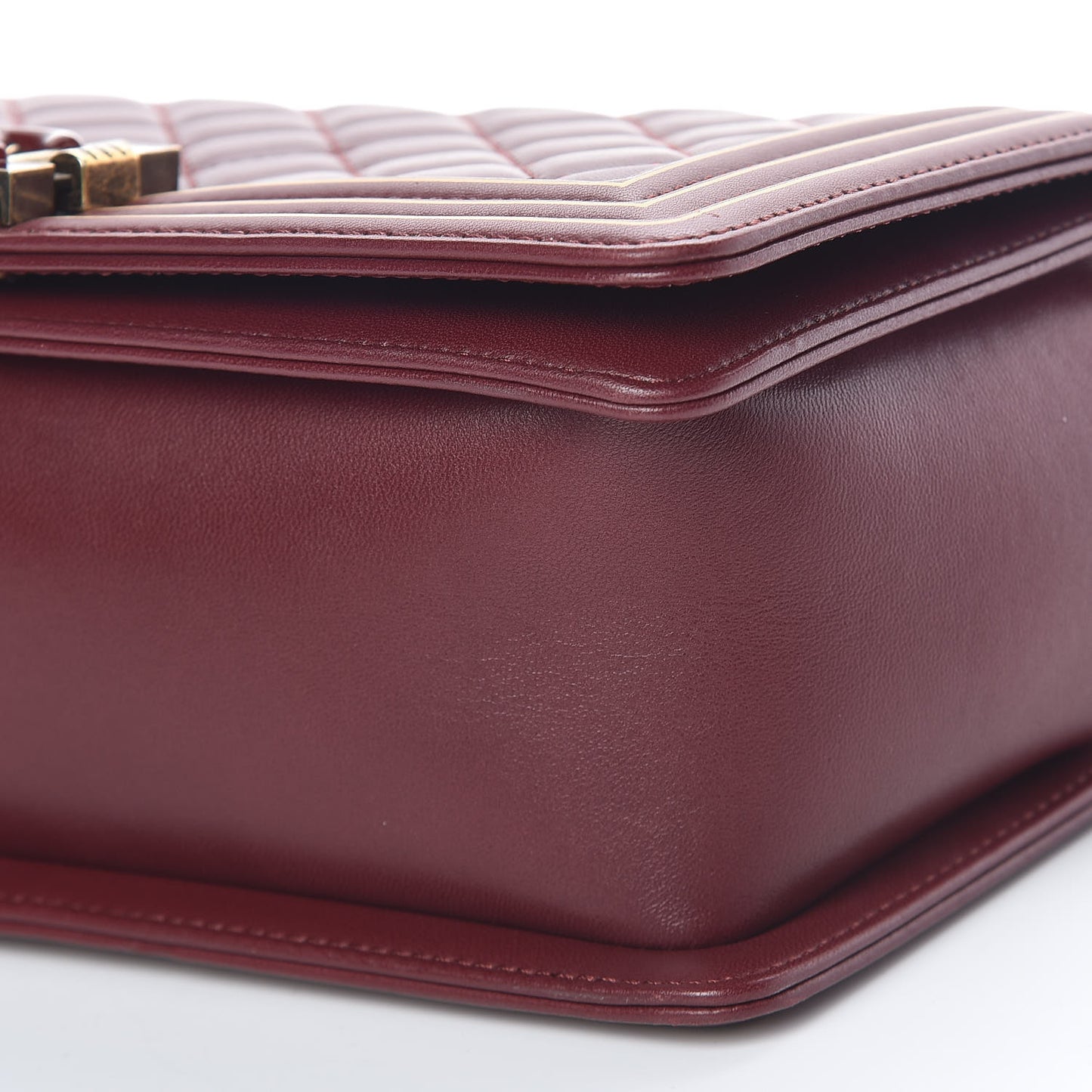 Lambskin Quilted Medium Boy Studded Handle Flap Burgundy Gold