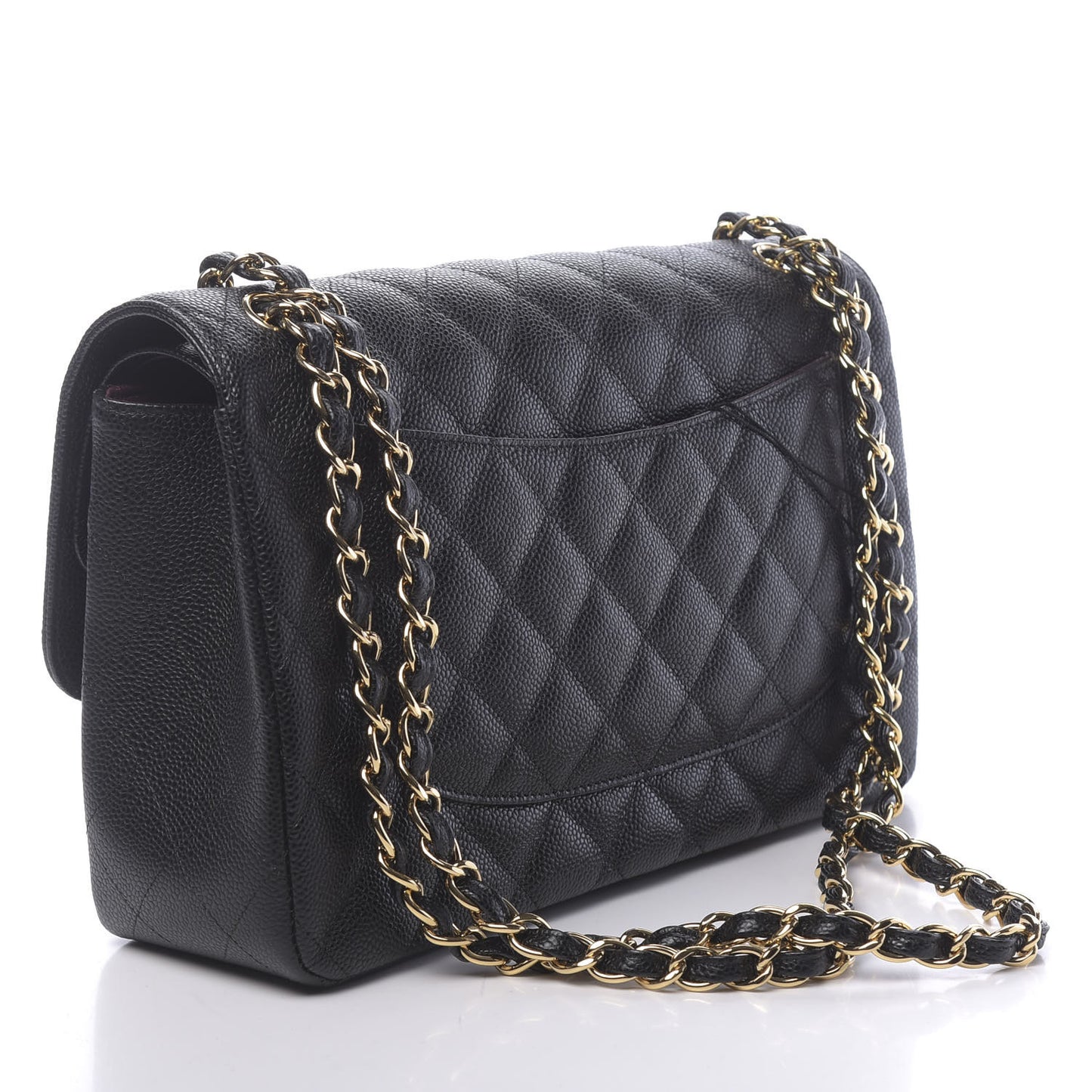 Caviar Quilted Jumbo Double Flap Black