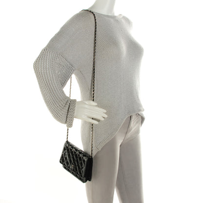 Chanel Patent Quilted Wallet On Chain WOC Black 2 of 8