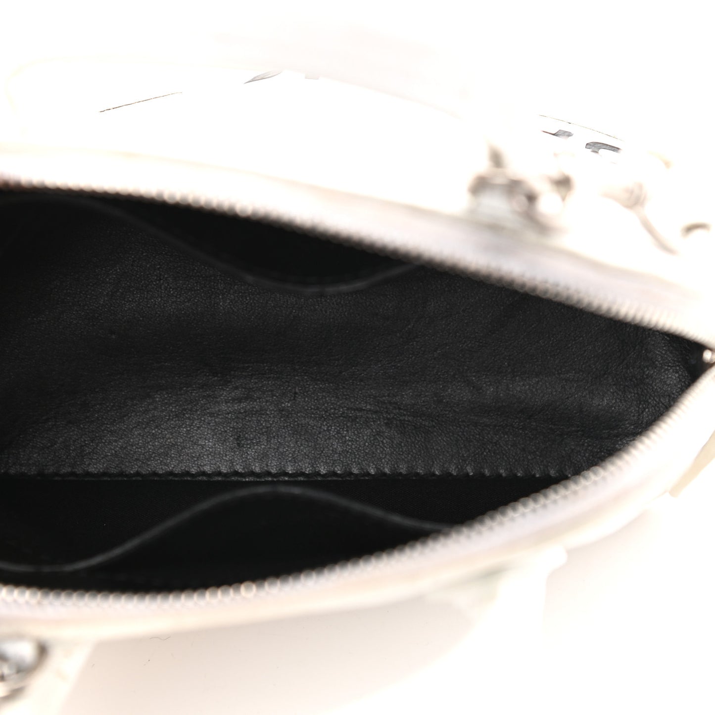 Calfskin Crocodile Embossed XXS Ville Top Handle Bag White Black