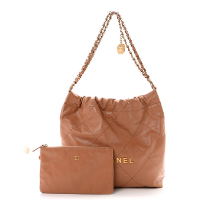 Chanel Shiny Calfskin Quilted Small Chanel 22 Camel 3 of 11