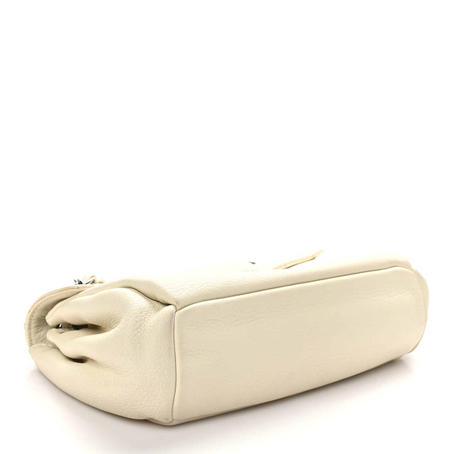 Calfskin Stitched Accordion Flap White