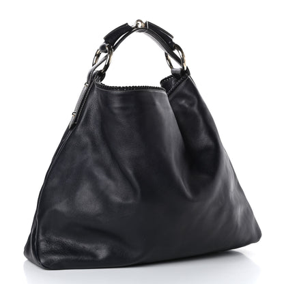 Gucci Calfskin Large Horsebit Chain Hobo Black 3 of 9