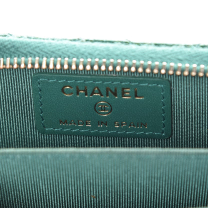 Chanel Metallic Caviar Quilted Zip Coin Purse Green 6 of 9
