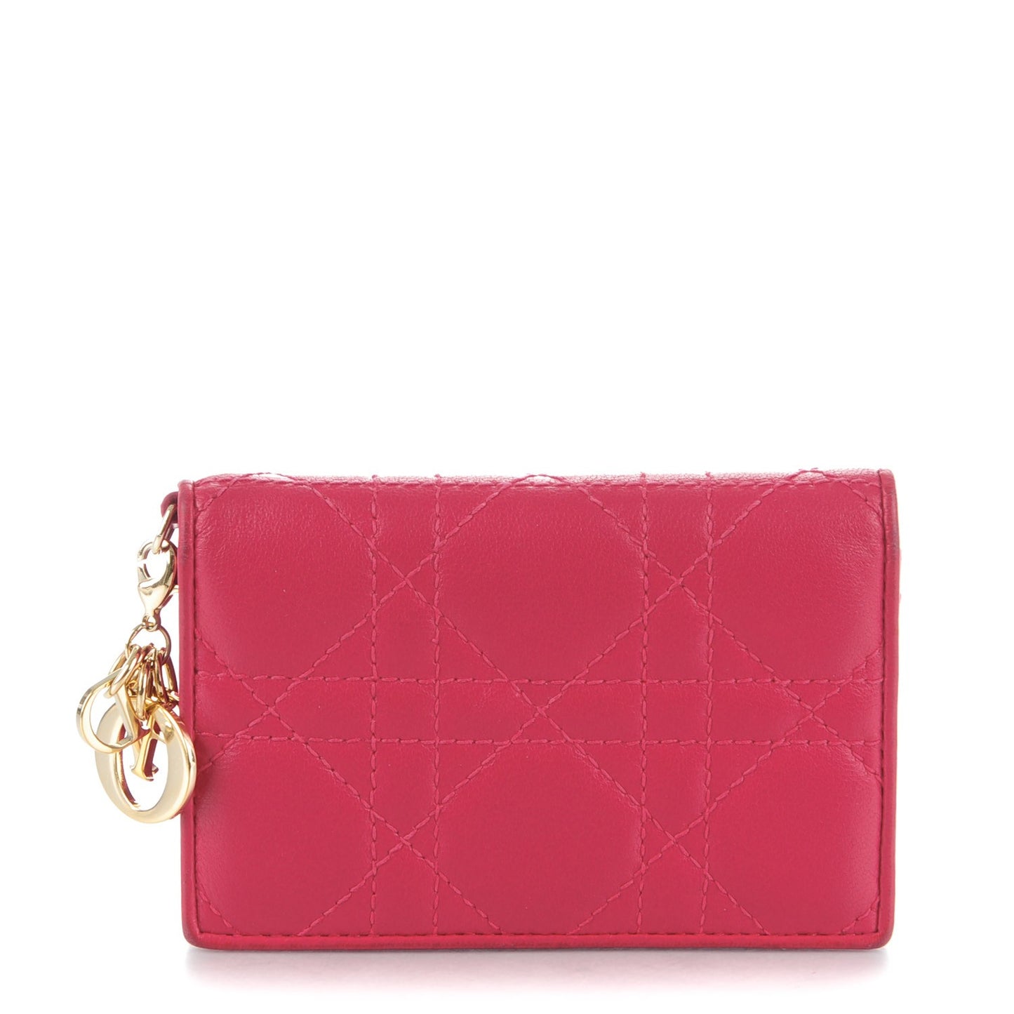 Lambskin Cannage Lady Dior Card Holder Pink