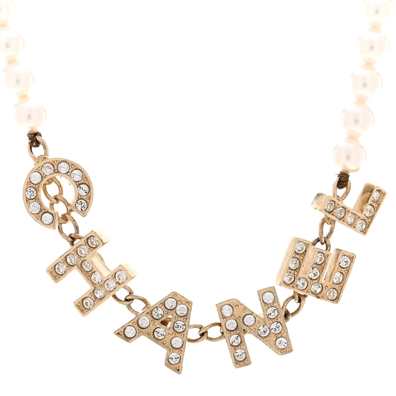 Chanel Pearl Crystal CC Logo Choker Necklace Gold 1938904