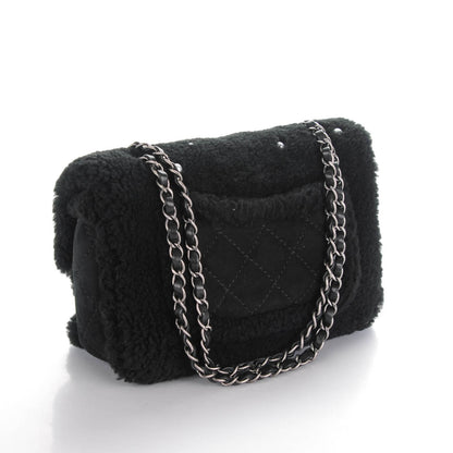 Chanel Shearling Lambskin Pearl Flap Black 4 of 8