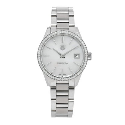 Tag Heuer Stainless Steel Diamond Bezel Mother of Pearl 32mm Carrera Lady Quartz Watch WAR1315-0 1 of 5