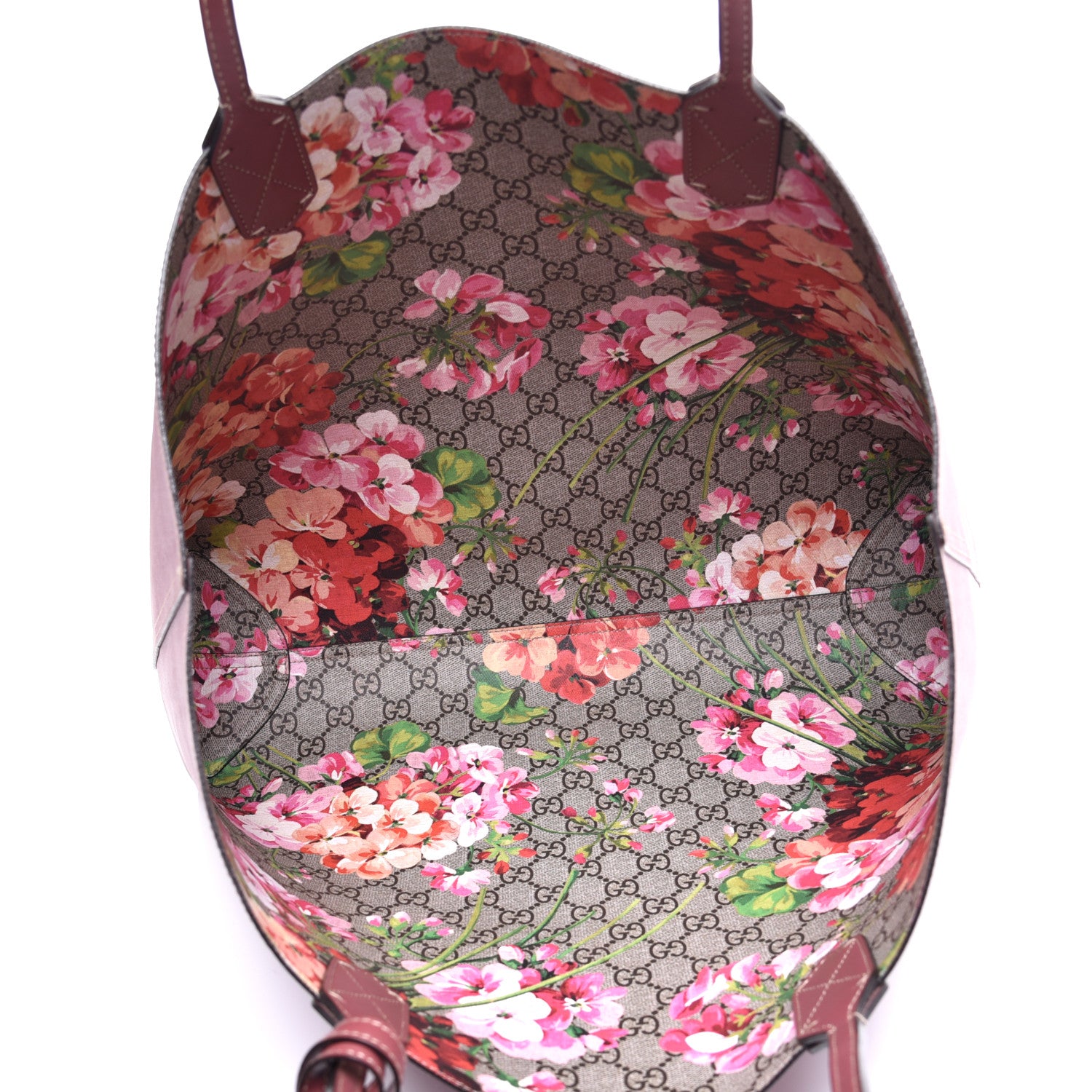 Gucci GG Supreme Monogram Blooms Medium Reversible Tote Beige Multicolor Dry Rose 10 of 17