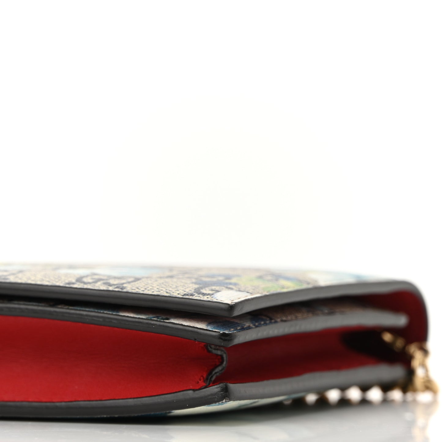GG Supreme Monogram Blooms Chain Wallet Blue