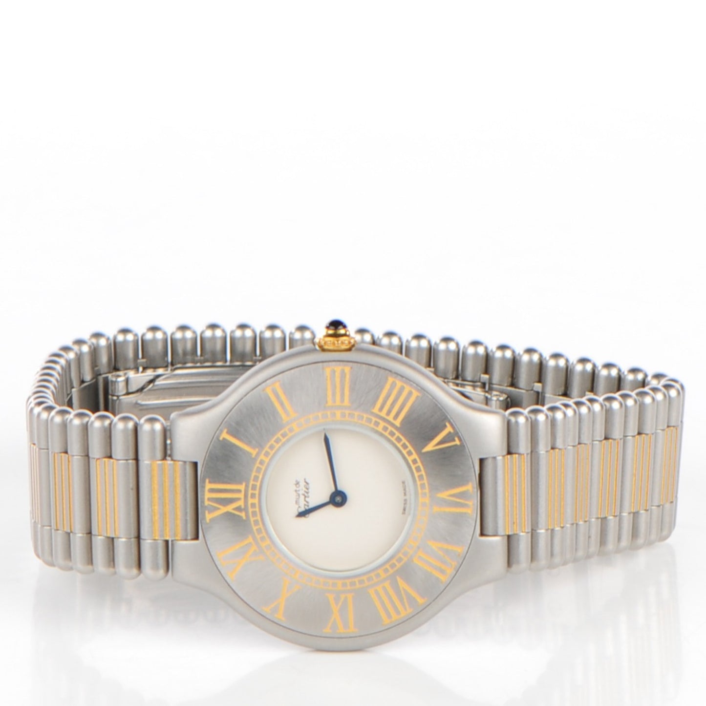 Stainless Steel 18K Yellow Gold 31mm Must De 21 Bullet Link Quartz Watch