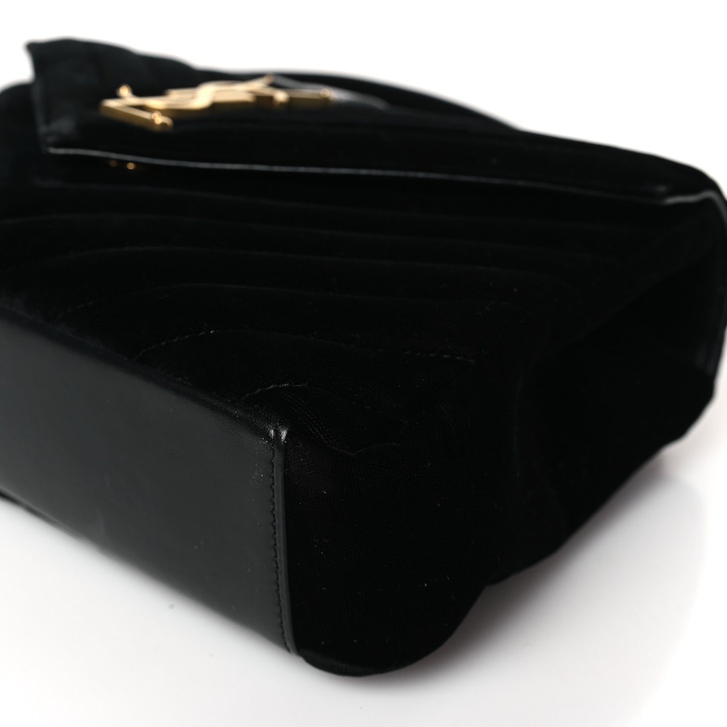 Velvet Matelasse Chevron Medium College Monogram Bag Black