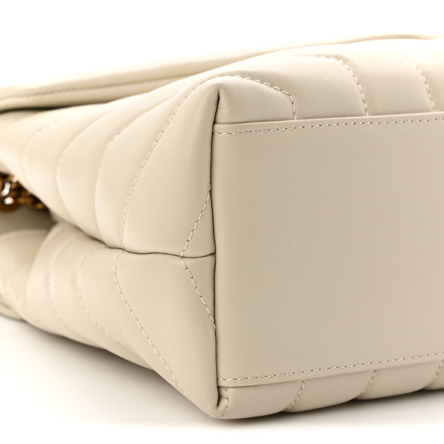 Saint Laurent Calfskin Y Quilted Monogram Small Loulou Chain Satchel Crema Soft 9 of 10