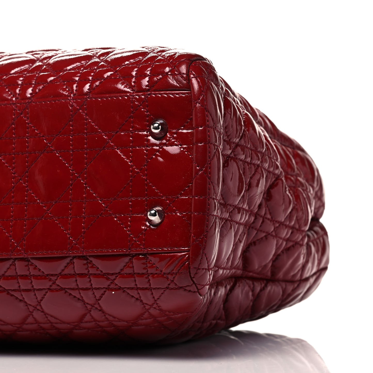 Patent Cannage Large Dior Soft Shopping Tote Red